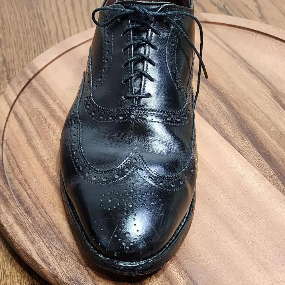 Allen Edmonds Chester Dress Shoes Mens Size 9.5 D Black Leather Wingtip Oxford